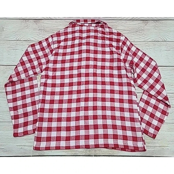 Draper James x Lands End 2pc Flannel Pajama Set Kids Size 8 Red White Check - Picture 3 of 6